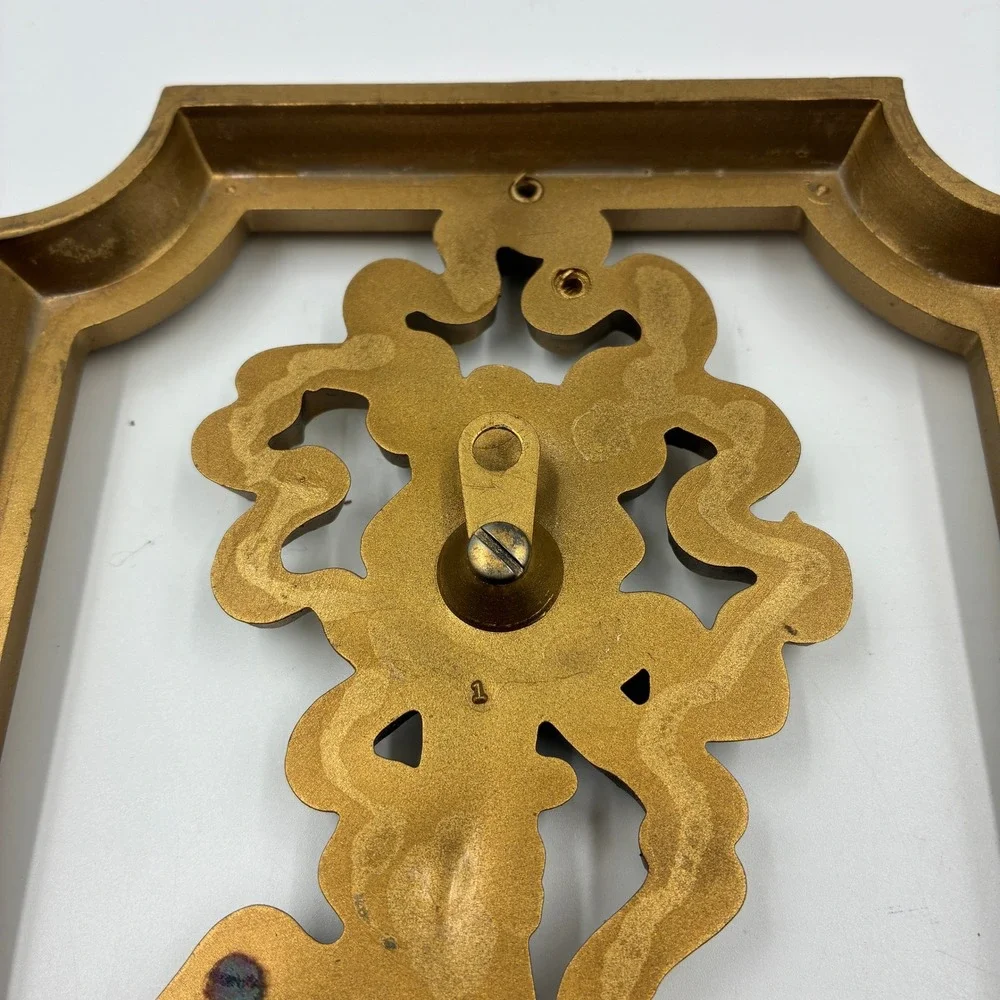 Vtg 1964 Burwood Products Gold‎ Musical Wall Plaques Pair USA MCM Plastic 14x5.5